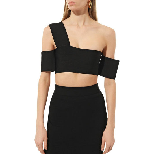 Alexander McQueen Black Elastane Tank Tops