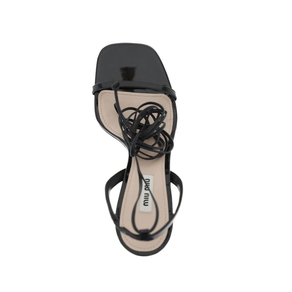 Miu Miu Black Calfskin Platform Sandals