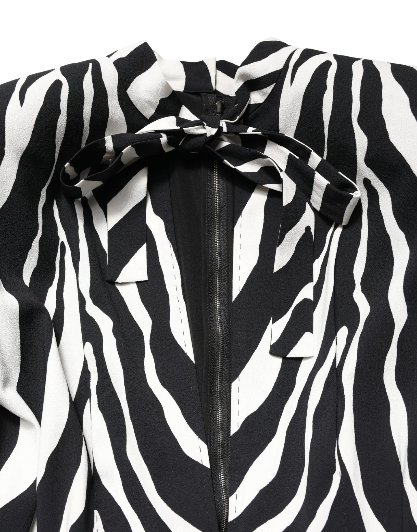 Dolce & Gabbana Black White Viscose Zebra Pattern Jumpsuit