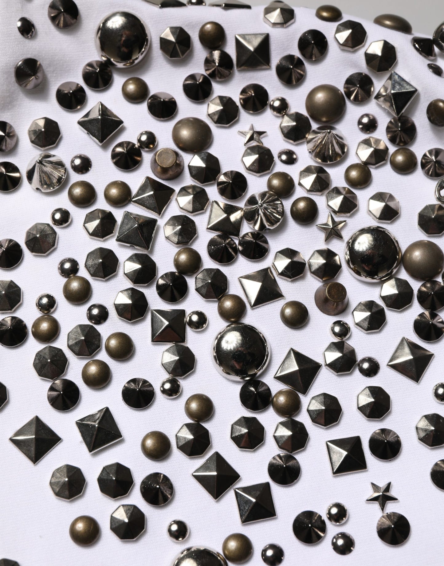 Dolce & Gabbana White Rhinestones Sleeveless Round Neck T-shirt