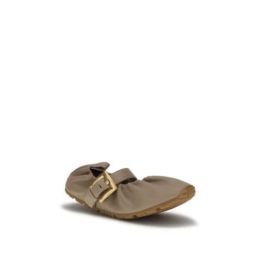 Balmain Beige Calf Leather Bos Taurus Ballet Flats