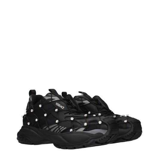 Versace Black Fabric Chunky Sneakers
