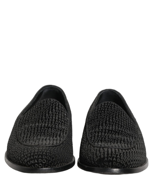 Dolce & Gabbana Black Logo Monogram Men Dress Loafers Shoes