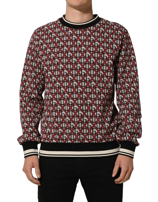 Dolce & Gabbana Red Logo Cotton Jacquard Sweatshirt Sweater
