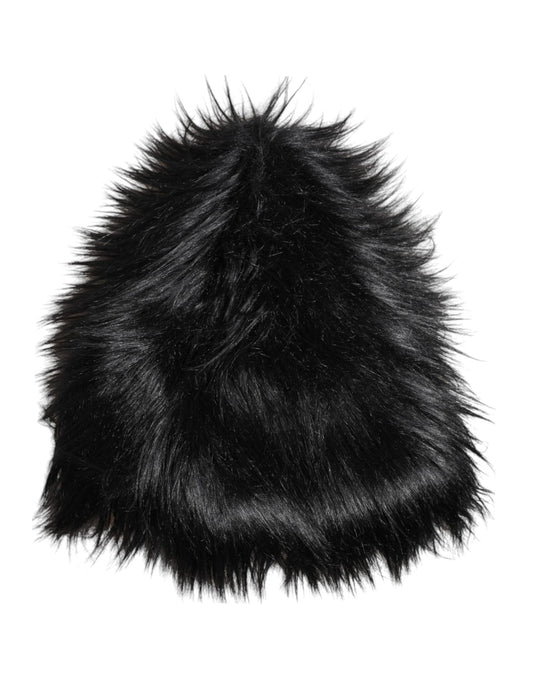 Dolce & Gabbana Black Acrylic Fur Womens Bucket Hat