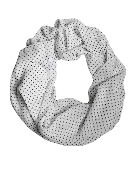 Dolce & Gabbana White Polka Dots Polyester Wrap Shawl Scarf