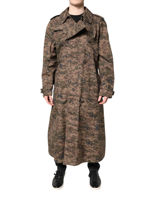 Dolce & Gabbana Multicolor Camouflage Double Breasted Coat Jacket