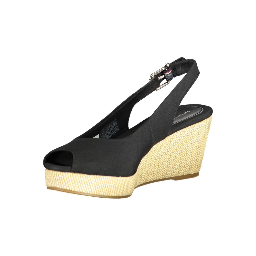 Tommy Hilfiger Black Leather Women Sandal