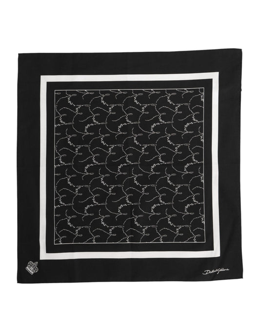 Dolce & Gabbana Black White Printed Square Foulard Scarf