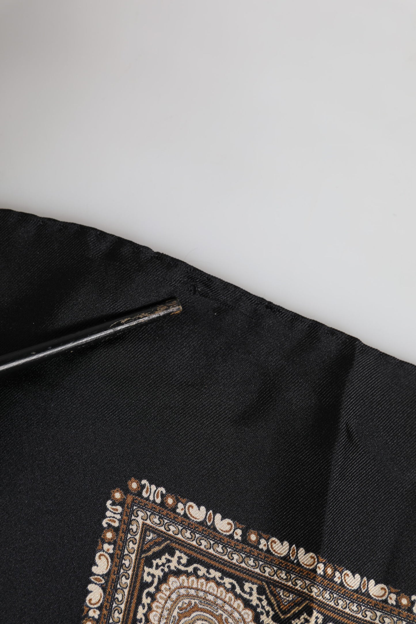 Dolce & Gabbana Black Brown Patterned Square Foulard Scarf