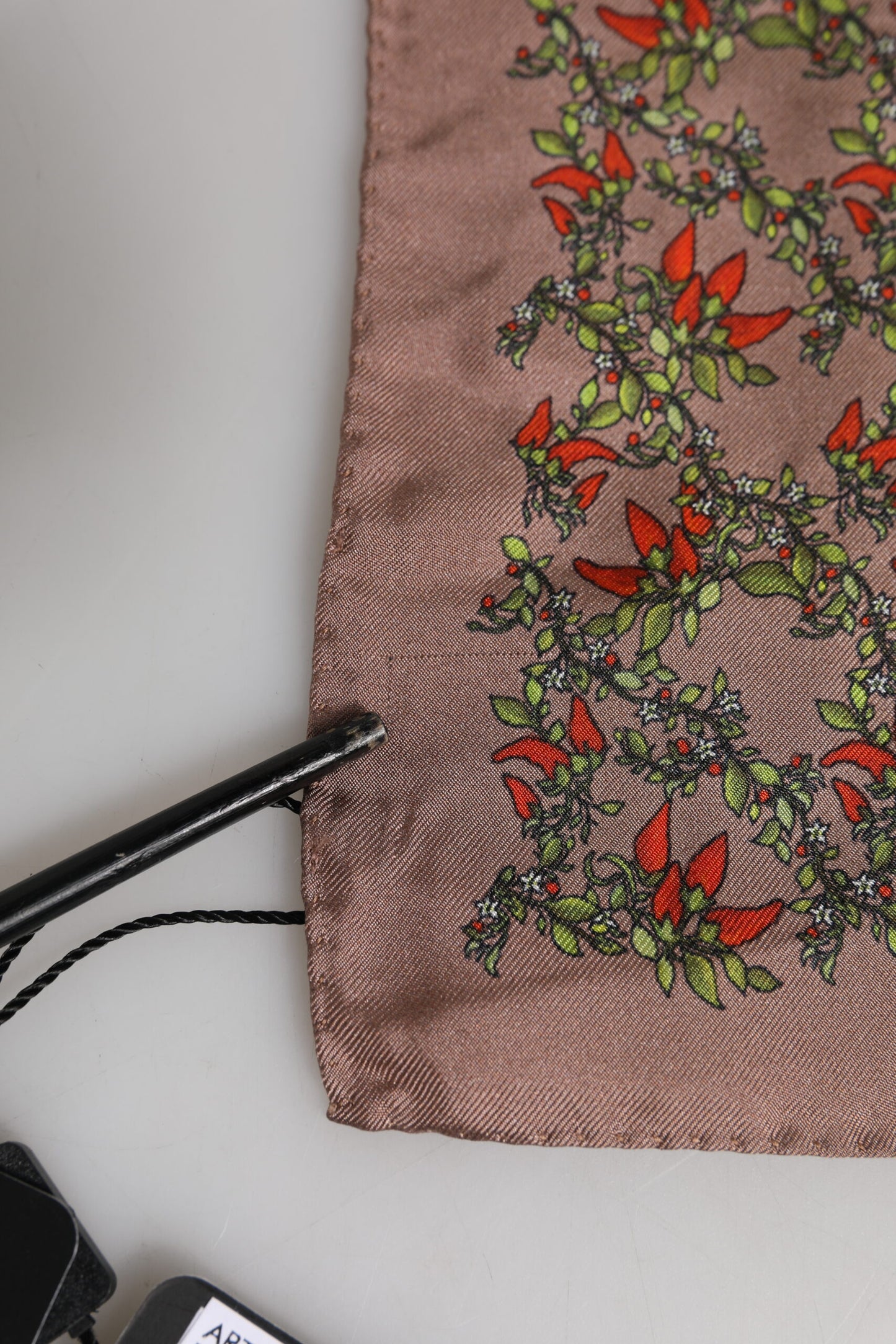 Dolce & Gabbana Brown Chili Print Silk Square Foulard Scarf