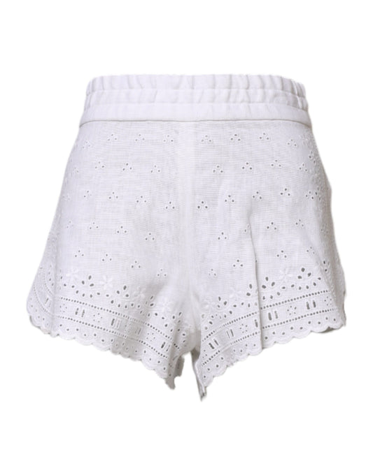Dolce & Gabbana White Linen High Waisted Hot Pants Shorts