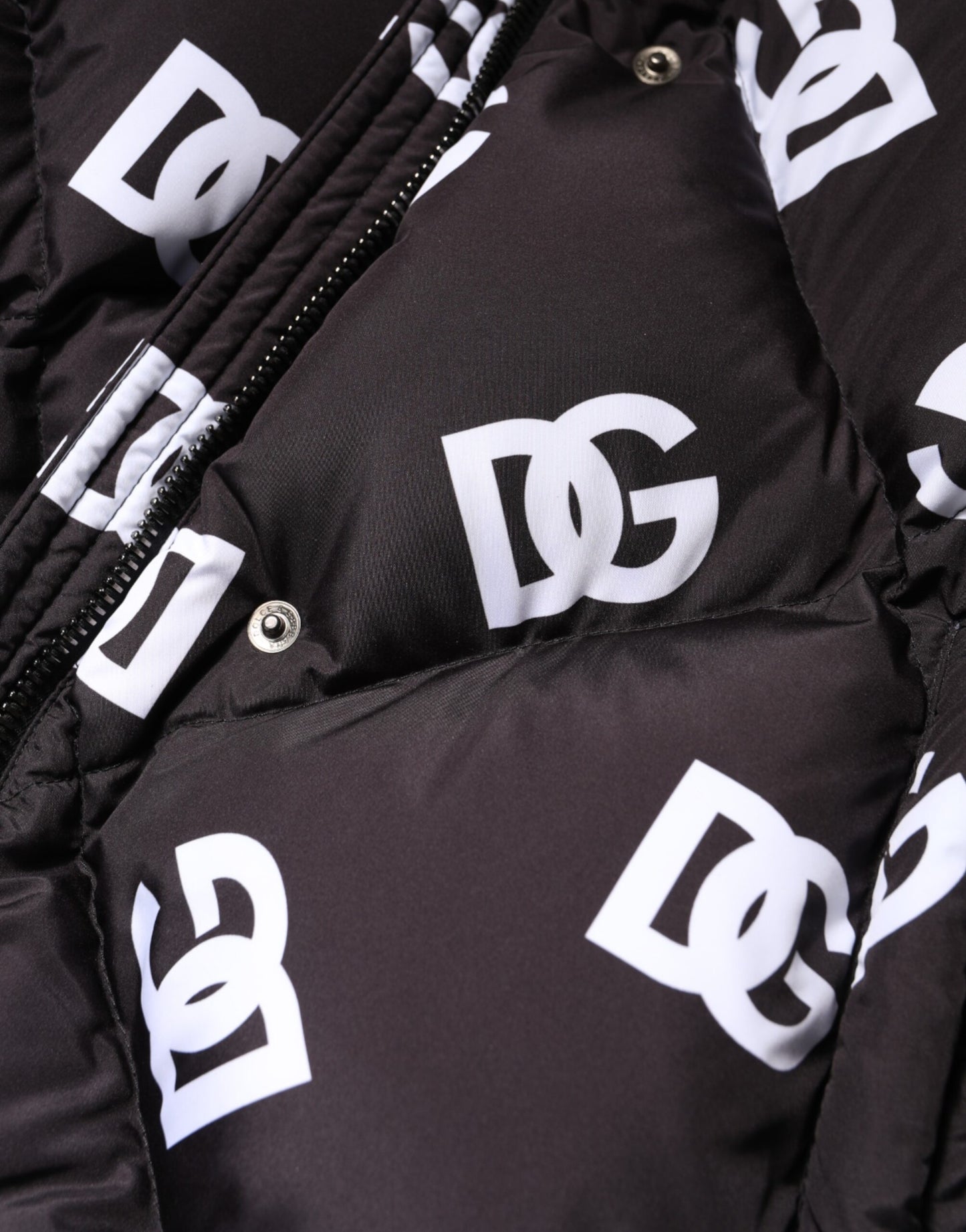 Dolce & Gabbana Black DG Mania Puffer Quilted Long Coat Jacket