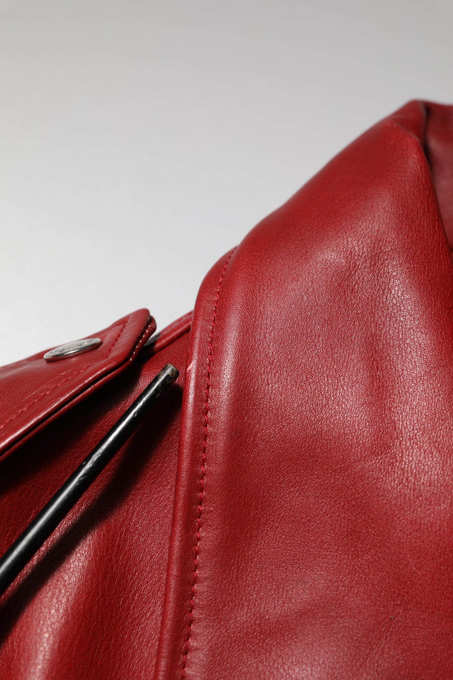 Dolce & Gabbana Red Leather Belted Full Zip Trench Coat Jacket