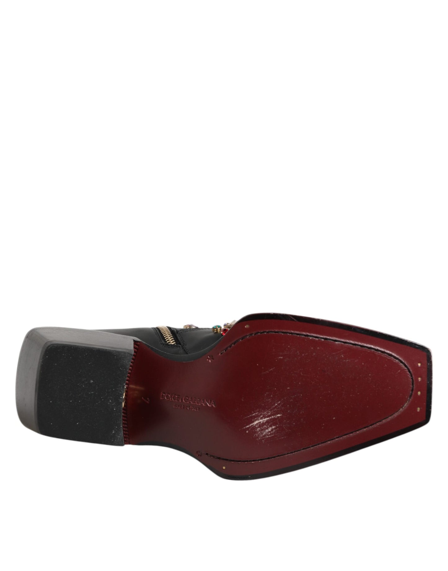 Dolce & Gabbana Black Crystal Cowboy Leather Men Boots Shoes