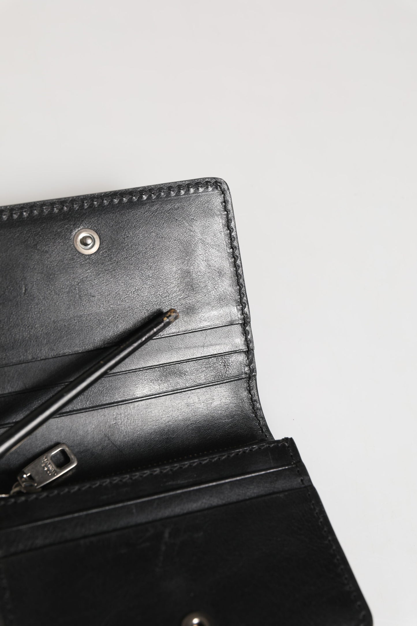 Dolce & Gabbana Black Leather Bifold Card Holder Mens Coin Purse Key Clip Wallet
