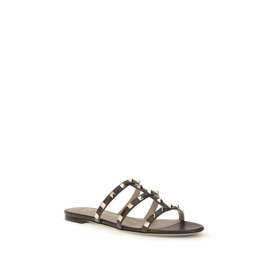 Valentino Garavani Brown Calf Leather Bos Taurus Sandals