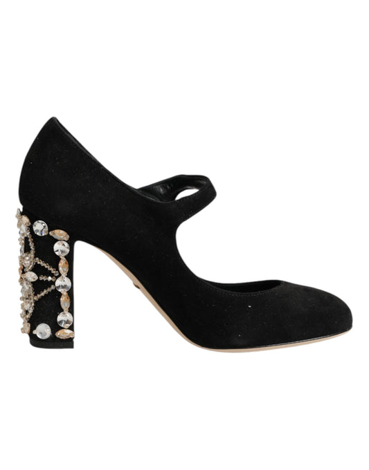 Dolce & Gabbana Black Embellsihed High Heels MARY JANES Shoes