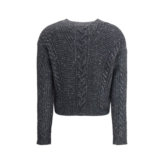 Max Mara cropped boxy Sweater in alpaca-blend yarn interwoven with metallic fibers