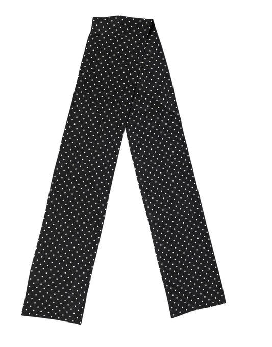 Dolce & Gabbana Black Polka Dot Neck Wrap Foulard 133.5cm x 12.5cm Scarf