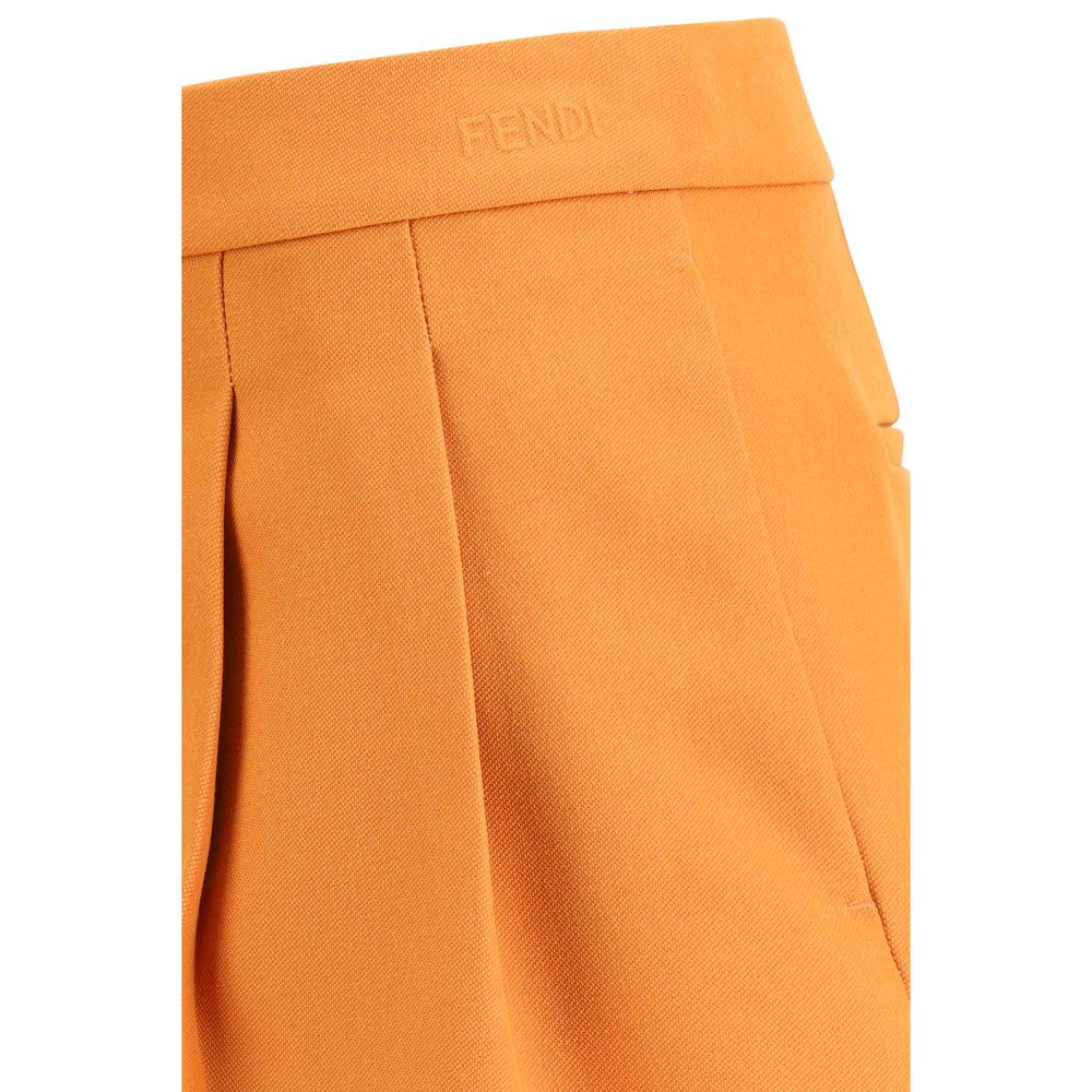 Fendi Orange Fleece Wool Shorts