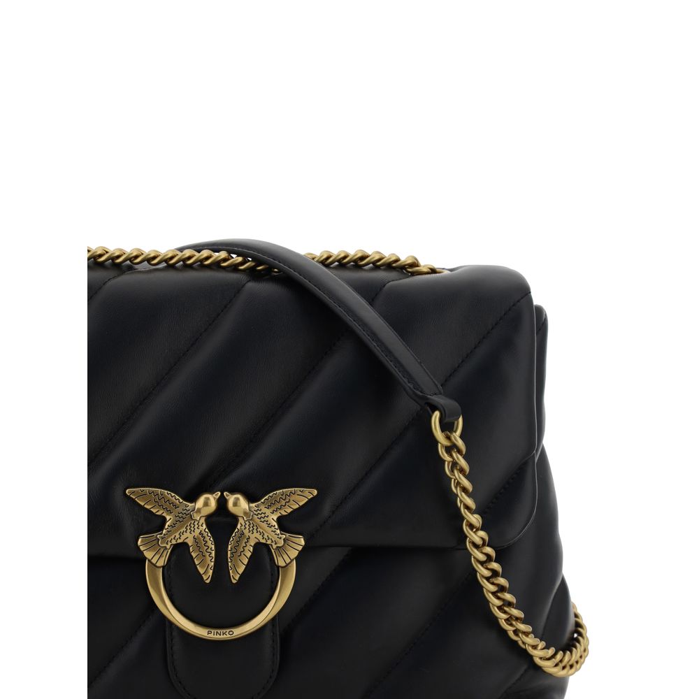 PINKO Black Leather Shoulder Bag