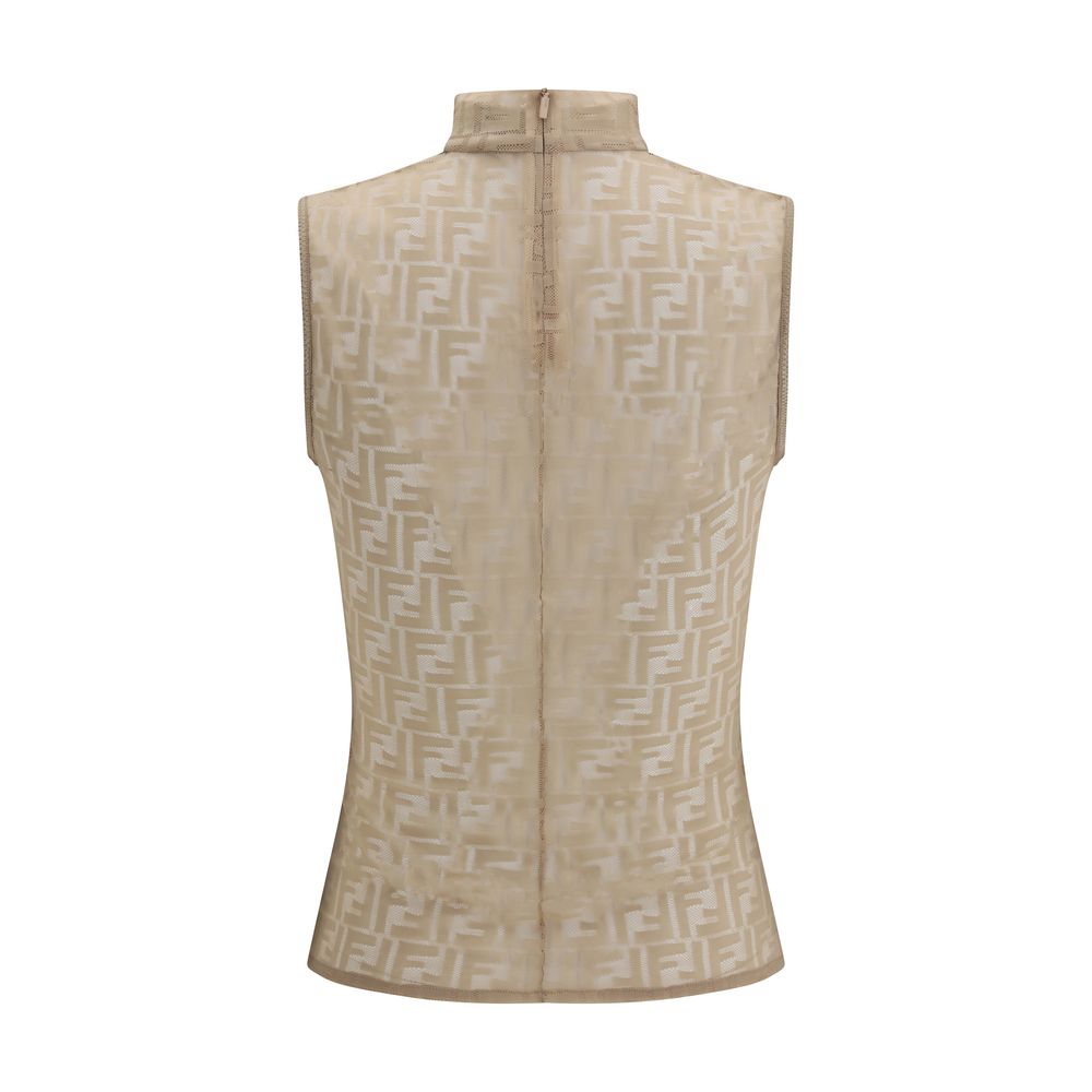 Fendi Multicolor Polyamide Sleeveles T-Shirt