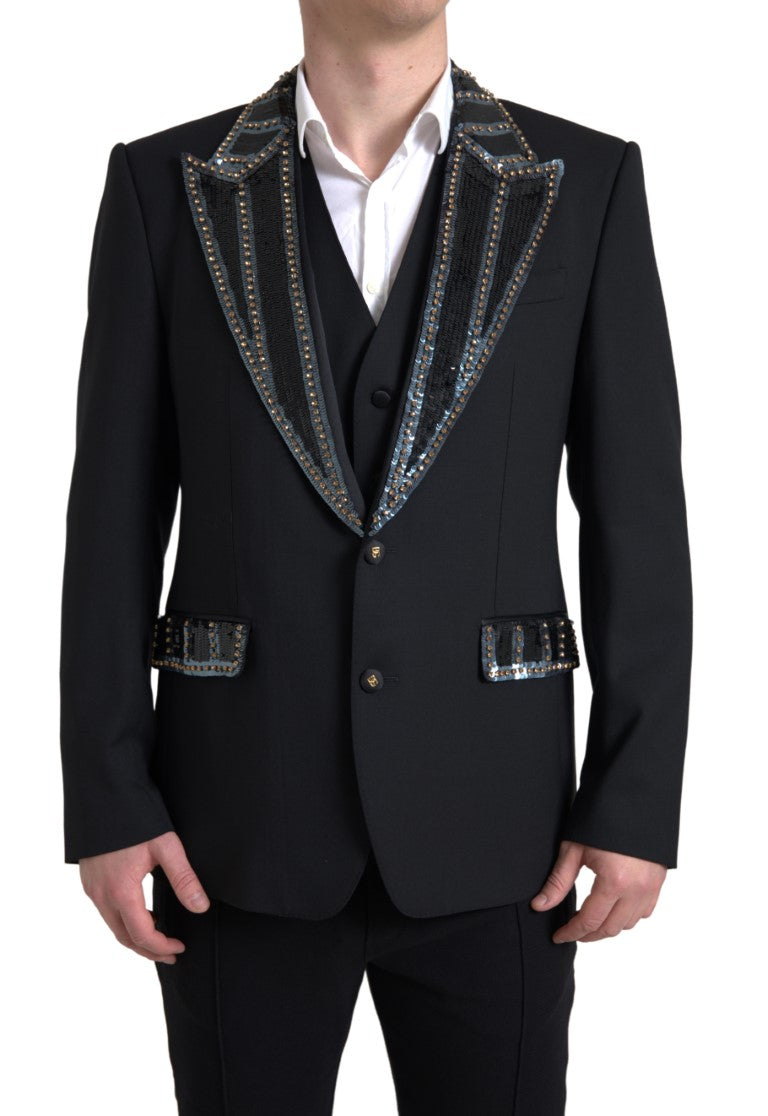 Dolce & Gabbana Black Wool Two-Piece Suit