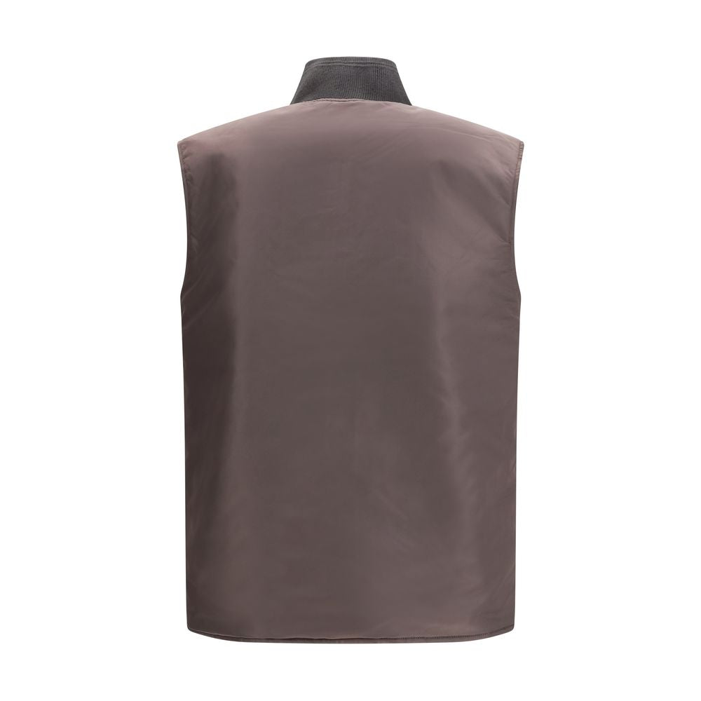 Diesel Brown Polyamide Sleveless Jacket