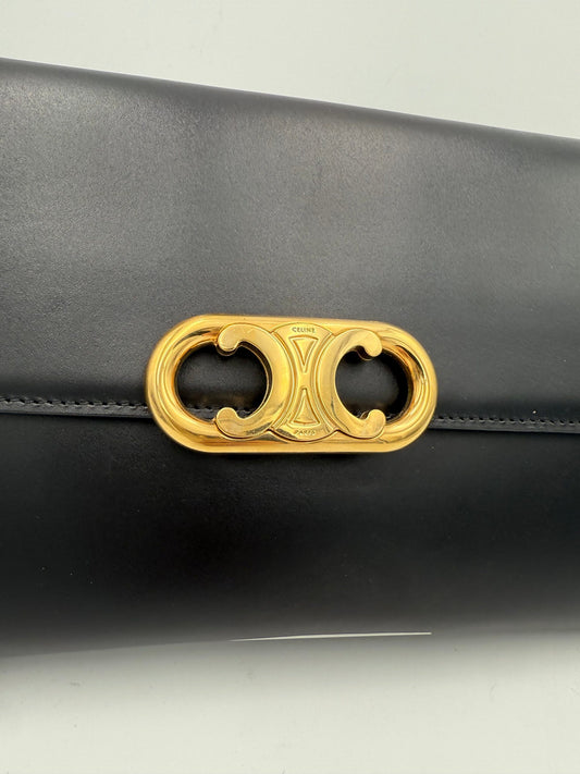 Celine CELINE TRIOMPHE Black Clutch