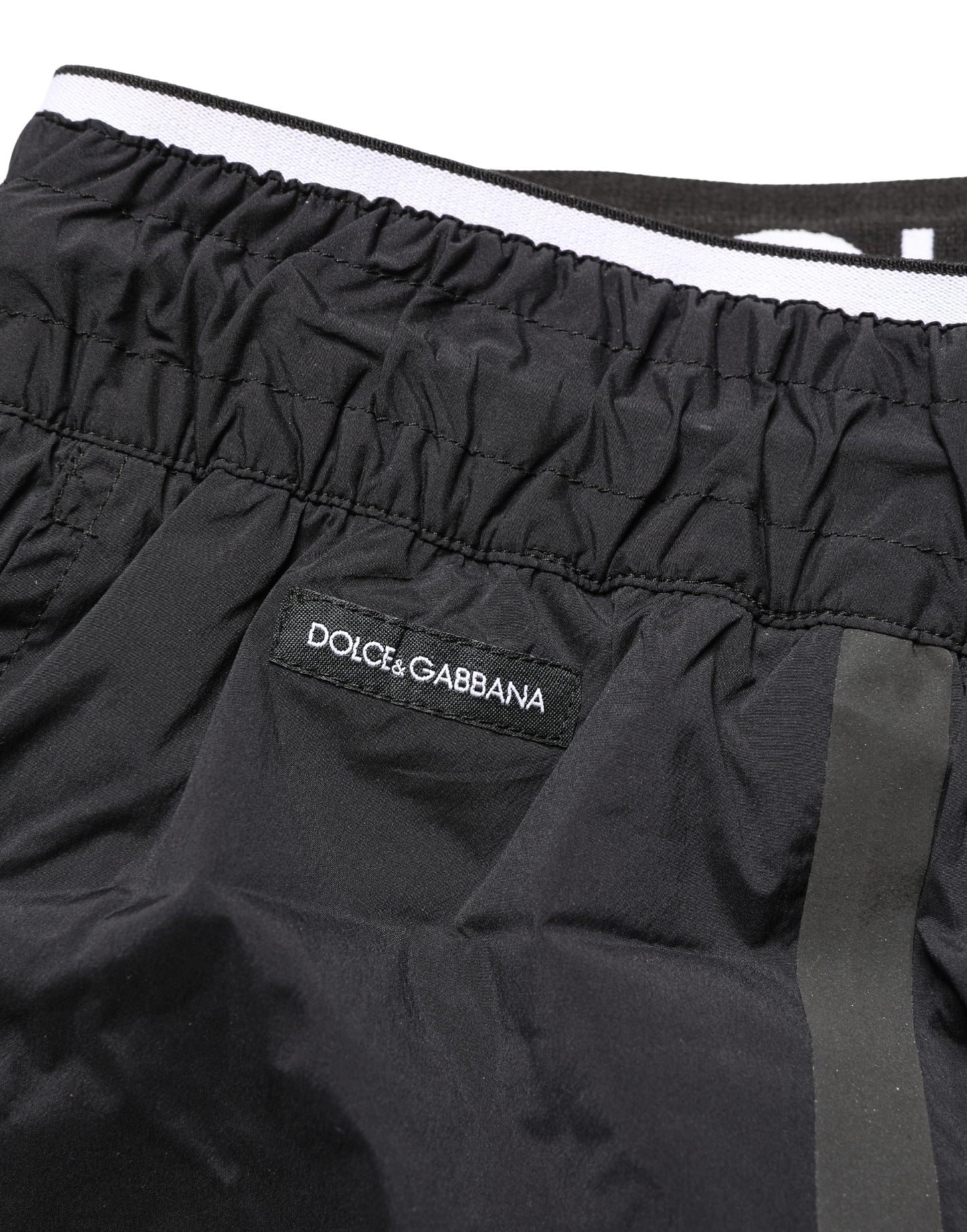 Dolce & Gabbana Black Nylon Elastic Waist Swim Shorts Swimwear