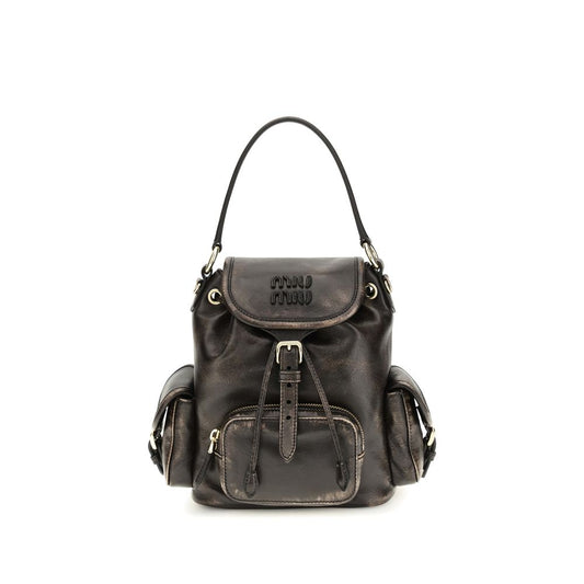 Miu Miu Brown Calf Leather Bos Taurus Backpack