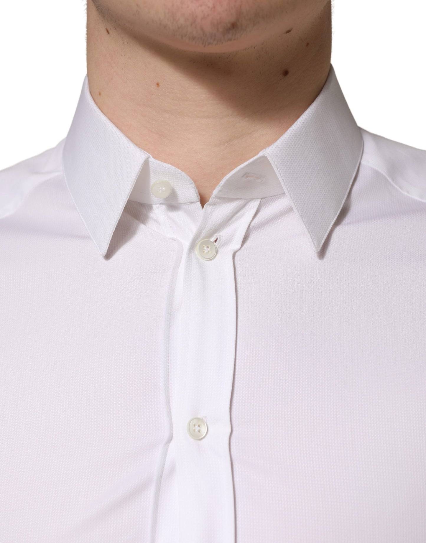 Dolce & Gabbana White Cotton Short Sleeves Button Down Shirt