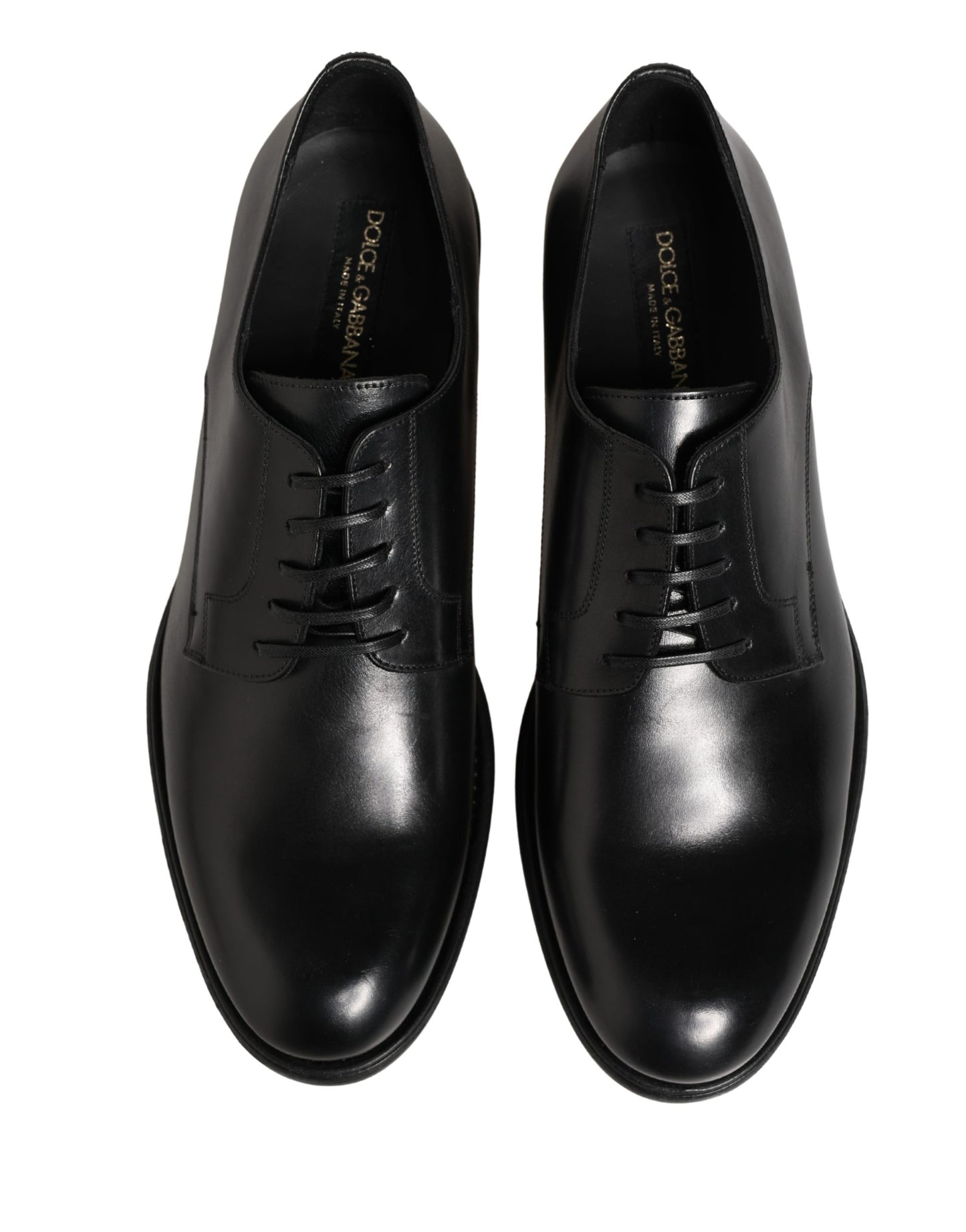 Dolce & Gabbana Black Calfskin Leather Derby Men Dress Shoes
