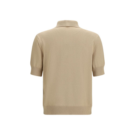 Balmain Beige Cotton Polo Shirt