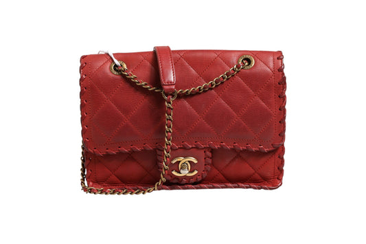 Chanel Mini Flap Bag Lambskin Braided Calfskin Gold Tone Metal