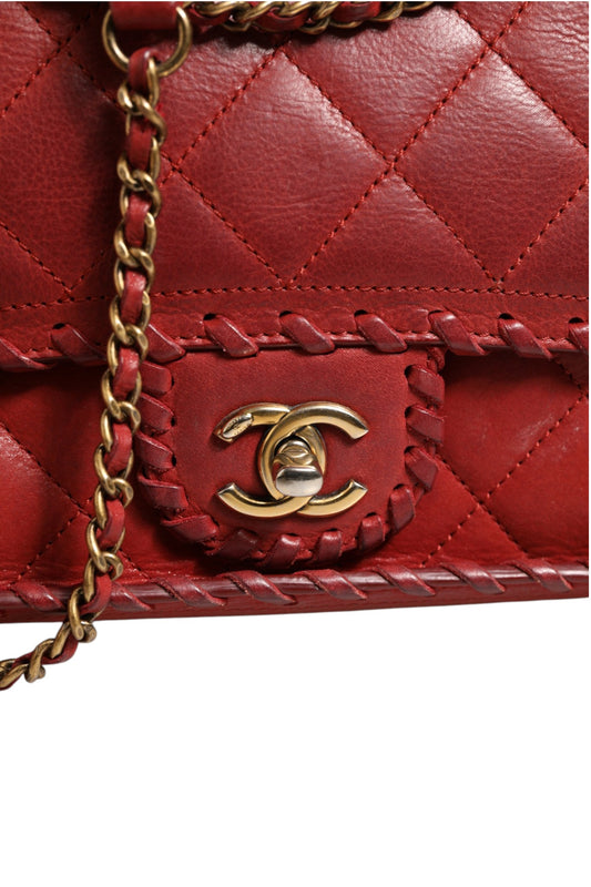 Chanel Mini Flap Bag Lambskin Braided Calfskin Gold Tone Metal