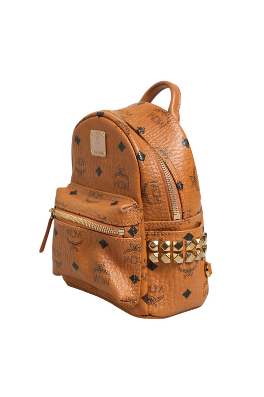 MCM Stark Mini Backpack in Visetos Cognac