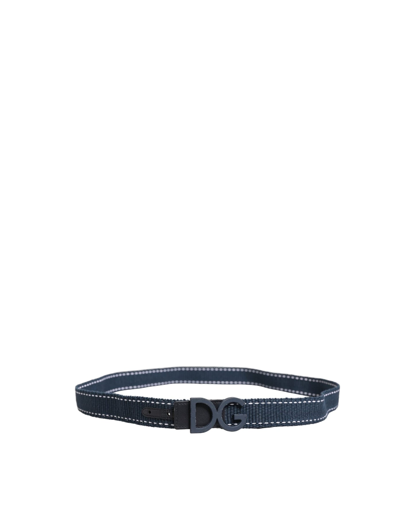 Dolce & Gabbana Blue Cotton Canvas DG Logo Metal Buckle Belt