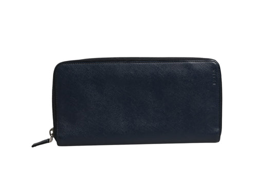 Prada Navy Oliver Embossed Leather Zip-Around Wallet