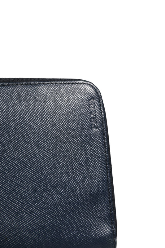 Prada Navy Oliver Embossed Leather Zip-Around Wallet