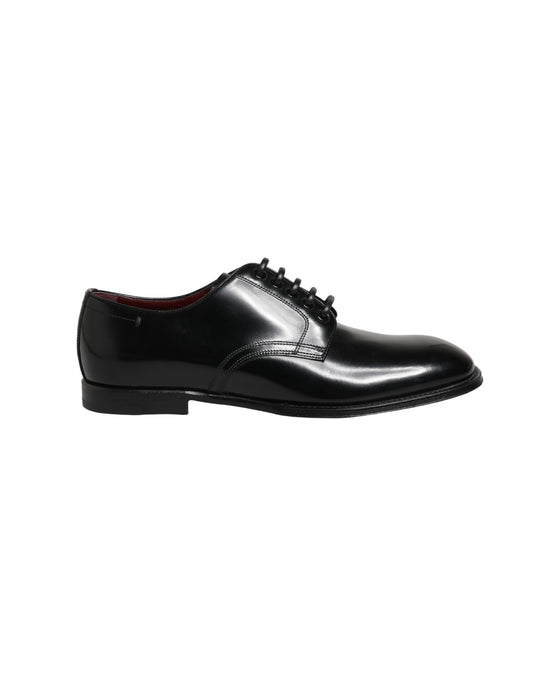 Dolce & Gabbana Black Calfskin Leather Derby Men Dress Shoes