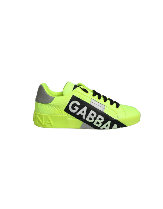 Dolce & Gabbana Green Logo Tape Low Top Portofino Sneakers Shoes