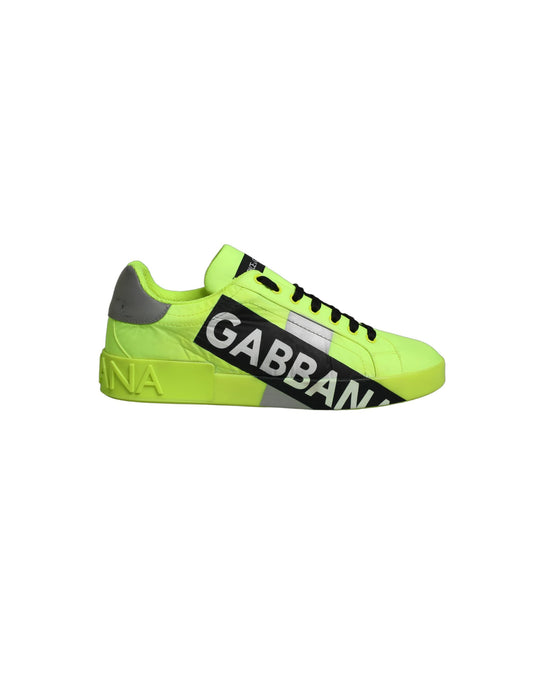 Dolce & Gabbana Green Logo Tape Low Top Portofino Sneakers Shoes
