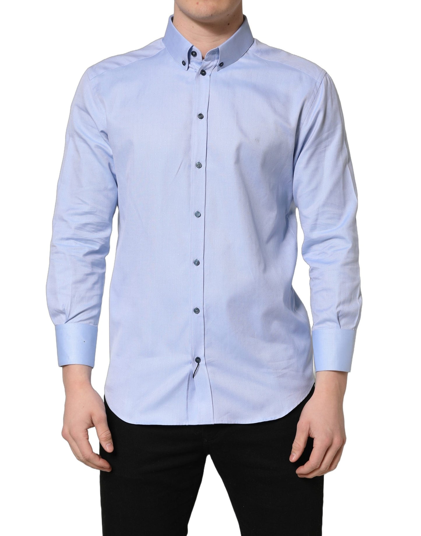 Dolce & Gabbana Light Blue Cotton Dress Formal Men Shirt