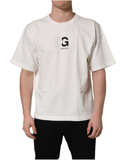Dolce & Gabbana White DG Logo Crew Neck Short Sleeves T-shirt