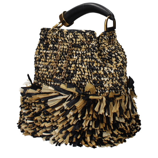 Roberto Cavalli Beige Raffia Handbag