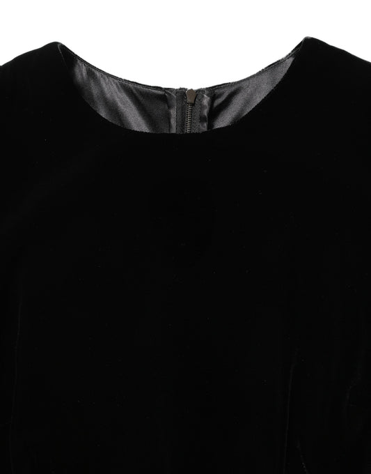 Dolce & Gabbana Black Viscose Velvet Floor Length Gown Dress