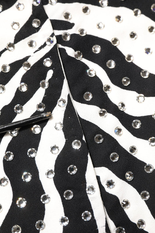 Dolce & Gabbana Black White Zebra Crystal Embellished Dress