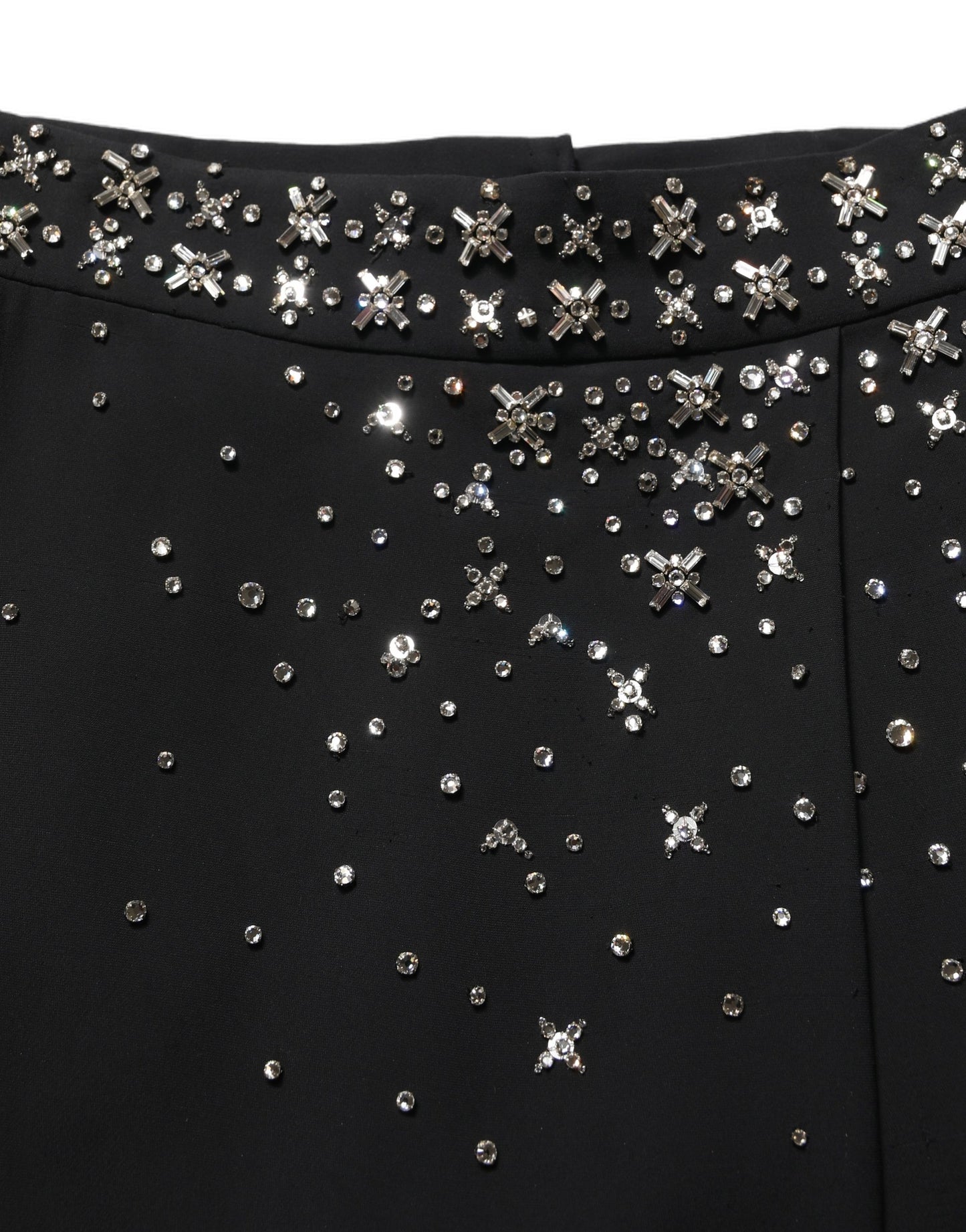 Dolce & Gabbana Black Crystal Embellished High Slit Skirt